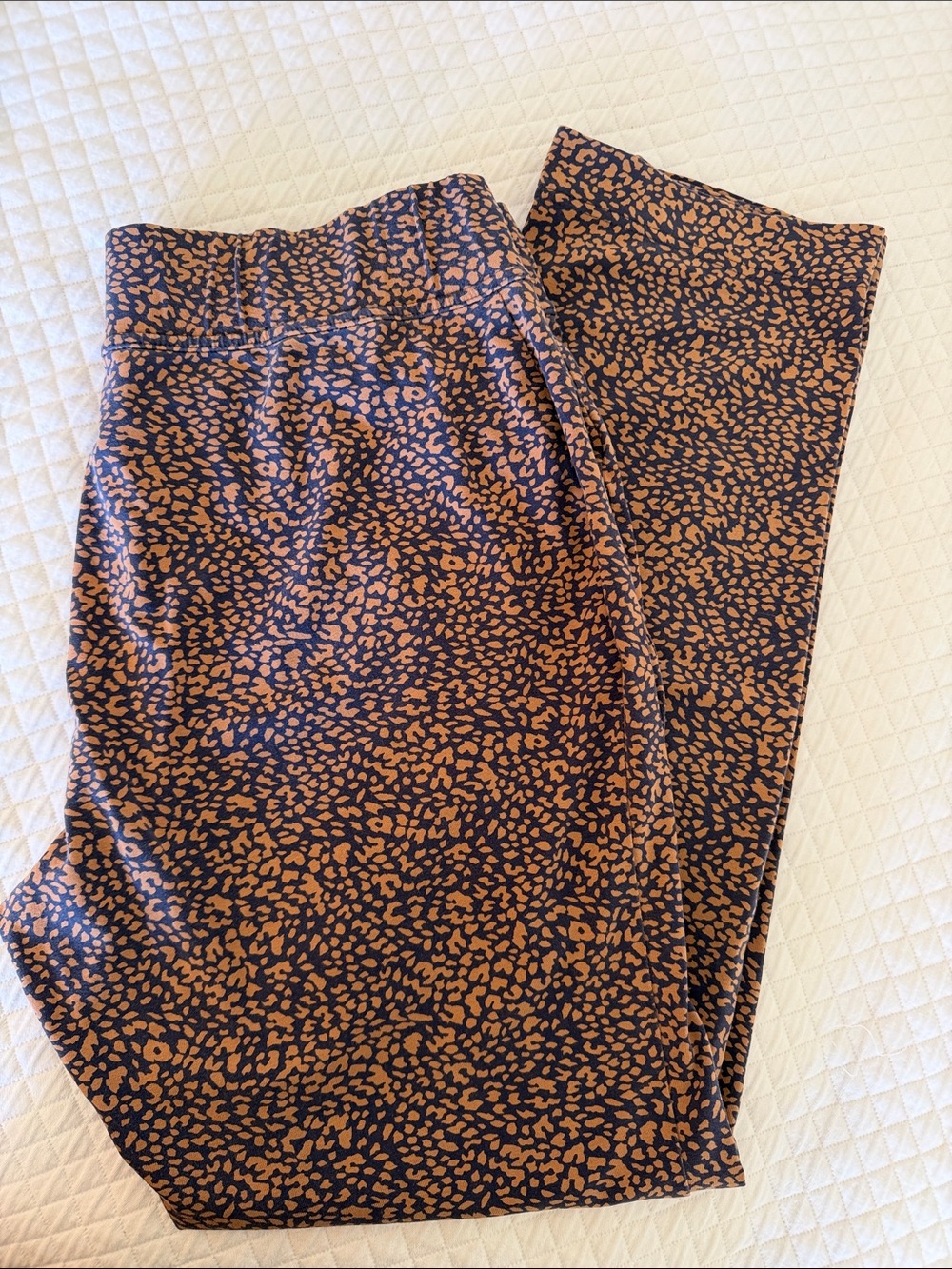 Lands' End Navy and Tan Printed Jumpsuit Pants